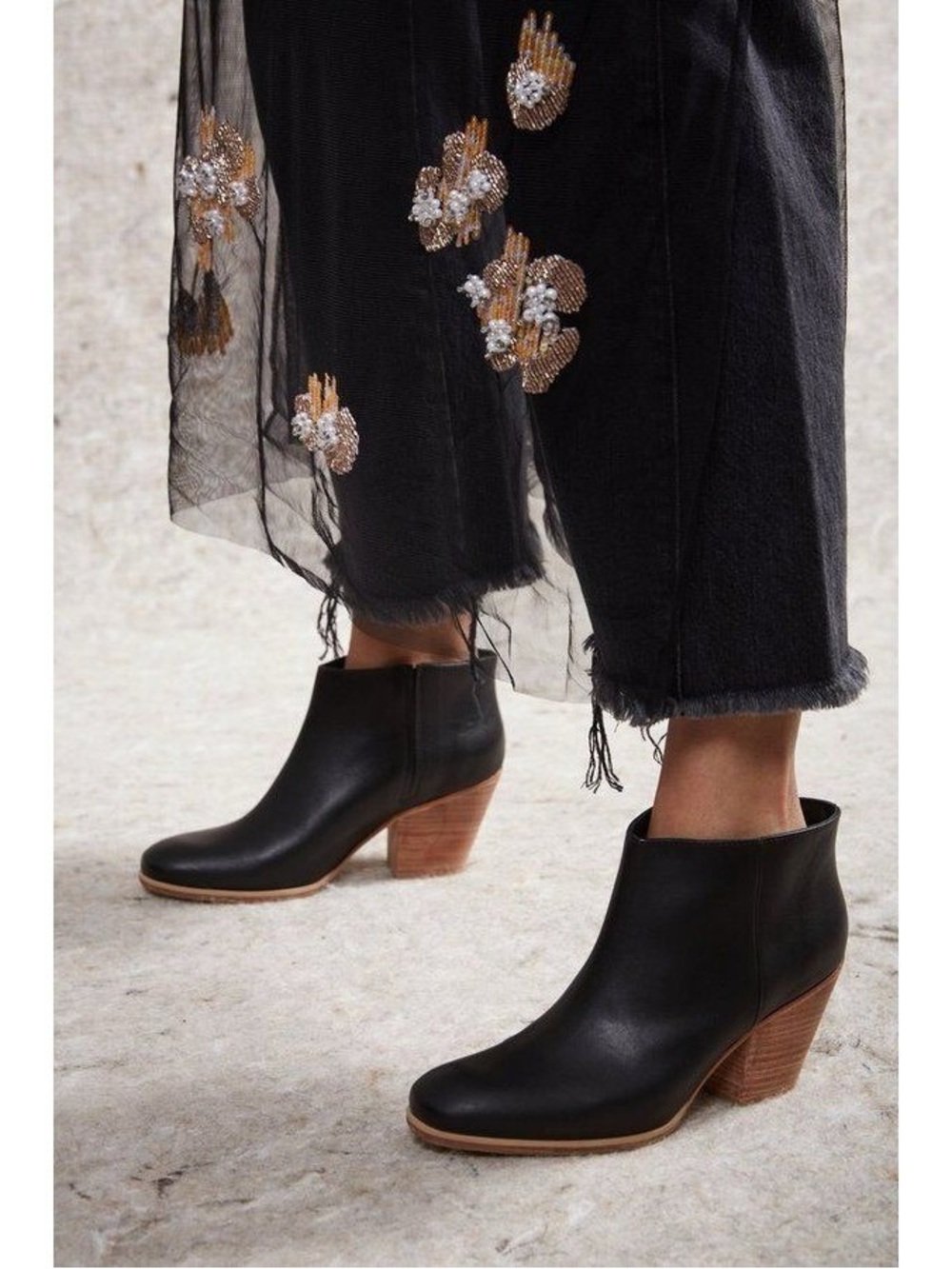 Rachel Comey Mars Ankle Booties- Black leather with Stacked Wood Heel - 9 - GUC